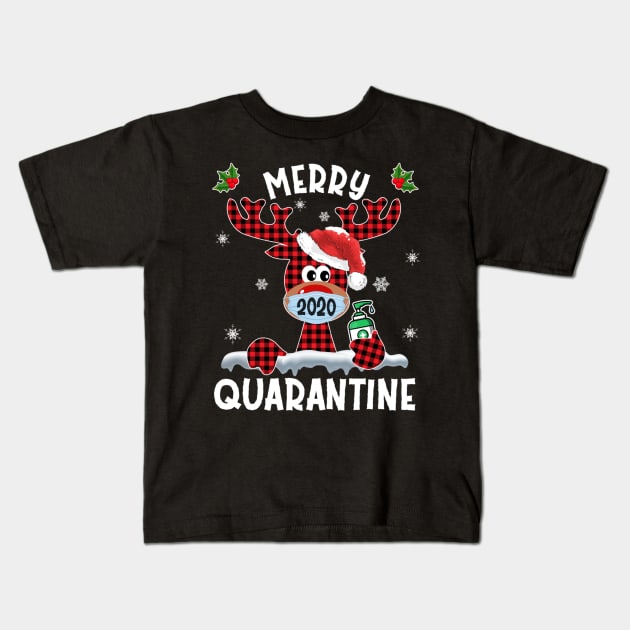 Merry Quarantine Christmas 2020 Reindeer Family Pajamas Kids T-Shirt by WoowyStore